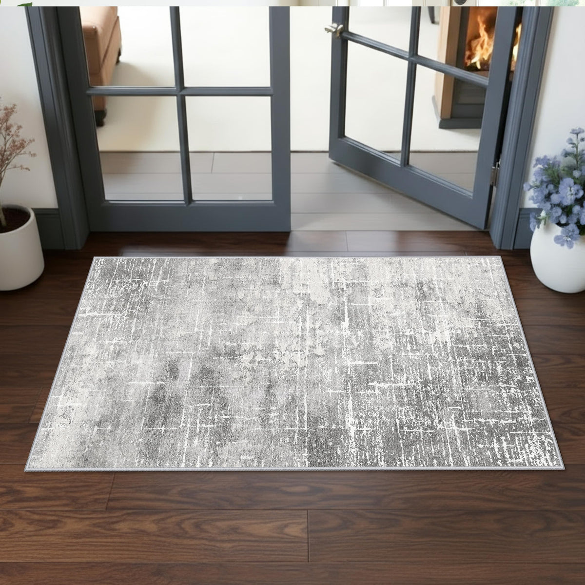 2x6 Hallway Washable Runner Rug : Vintage Soft Kitchen Laundry Runner with Non Slip Backing Farmhouse Entryway Living Room Floor Mat Stain Resistant Carpet for Bedroom Bathroom Distressed Beside Rug
