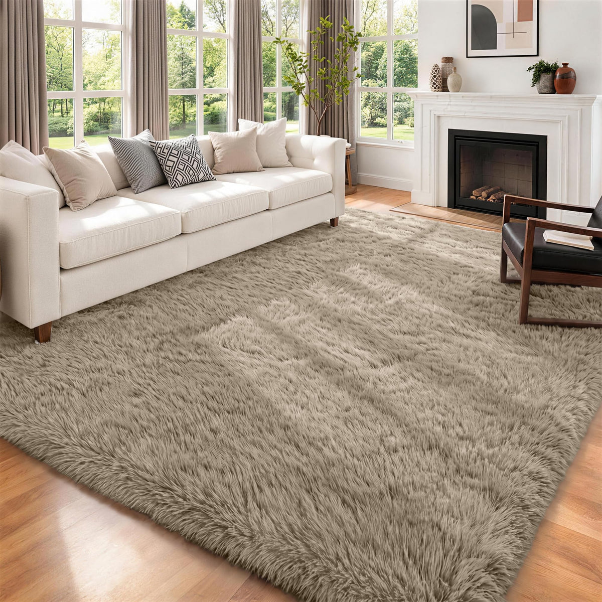 6x9 Area Rugs for Living Room Bedroom,Ultra Soft Fluffy Shag Rug Grey