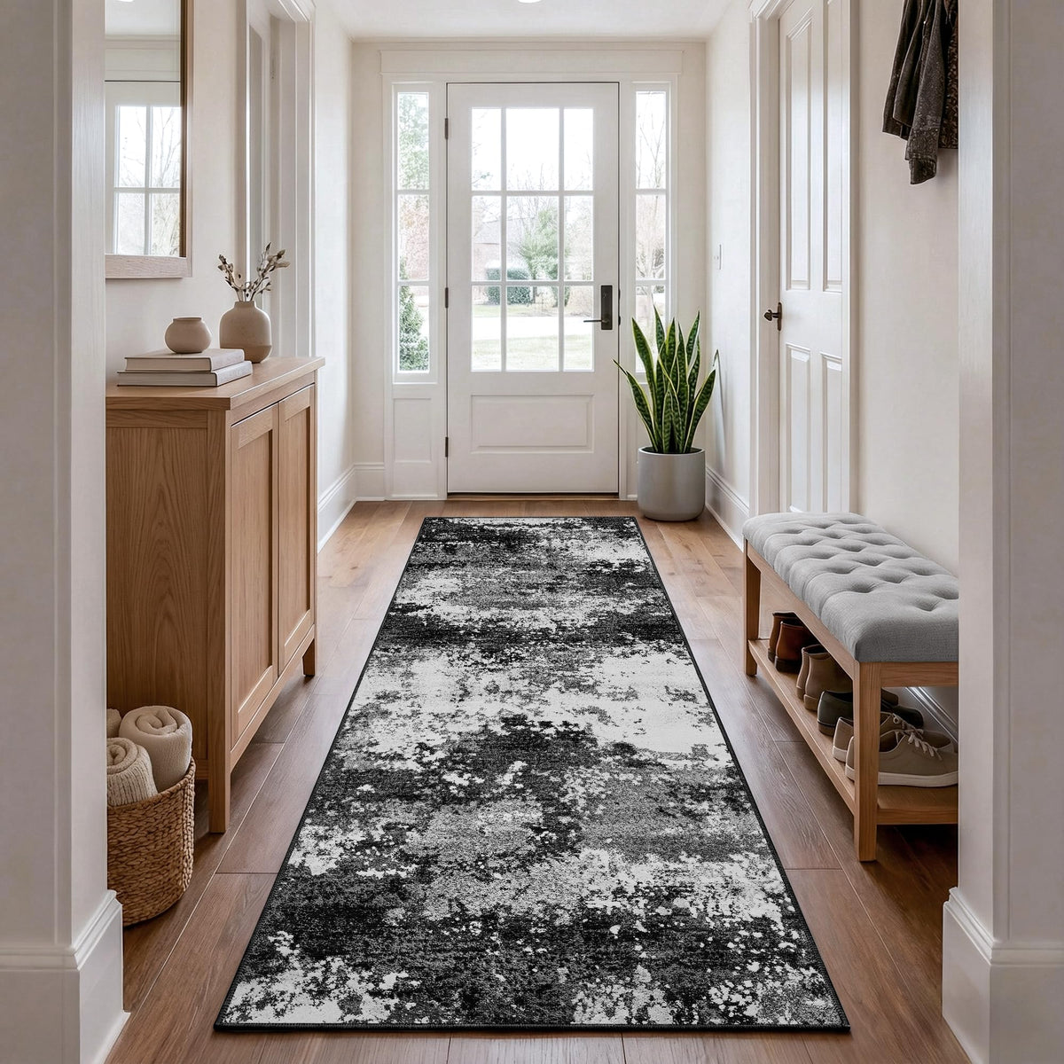 Black Washable Rug 5x7 Area Rugs for Living Room Bedroom Carpet
