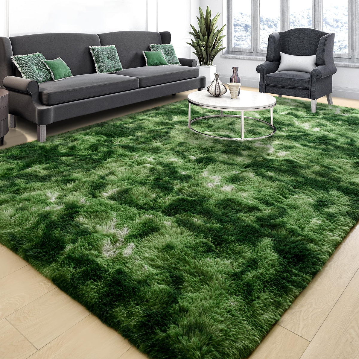 Tepook 4x6 Soft Fluffy Rug for Bedroom Fuzzy Black Rugs for Living Room