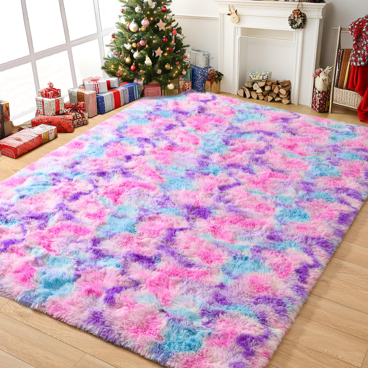 Tepook 4x6 Soft Fluffy Rug for Bedroom Fuzzy Black Rugs for Living Room