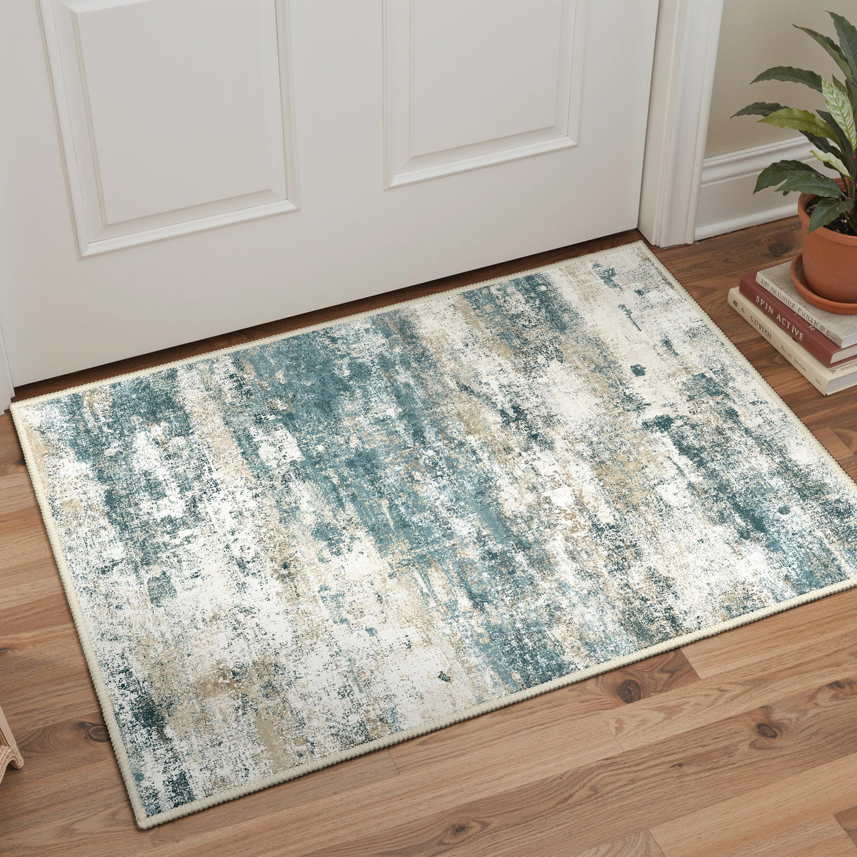 BEIMO 5x7 Green Abstract Area Rug, Washable Non-Slip for Bedroom