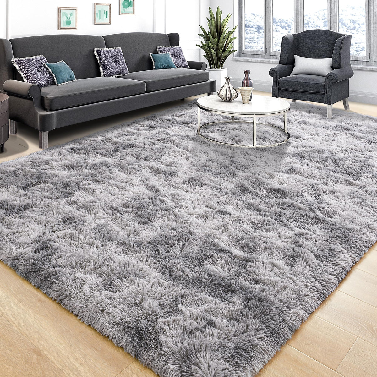 Tepook 4x6 Soft Fluffy Rug for Bedroom Fuzzy Black Rugs for Living Room