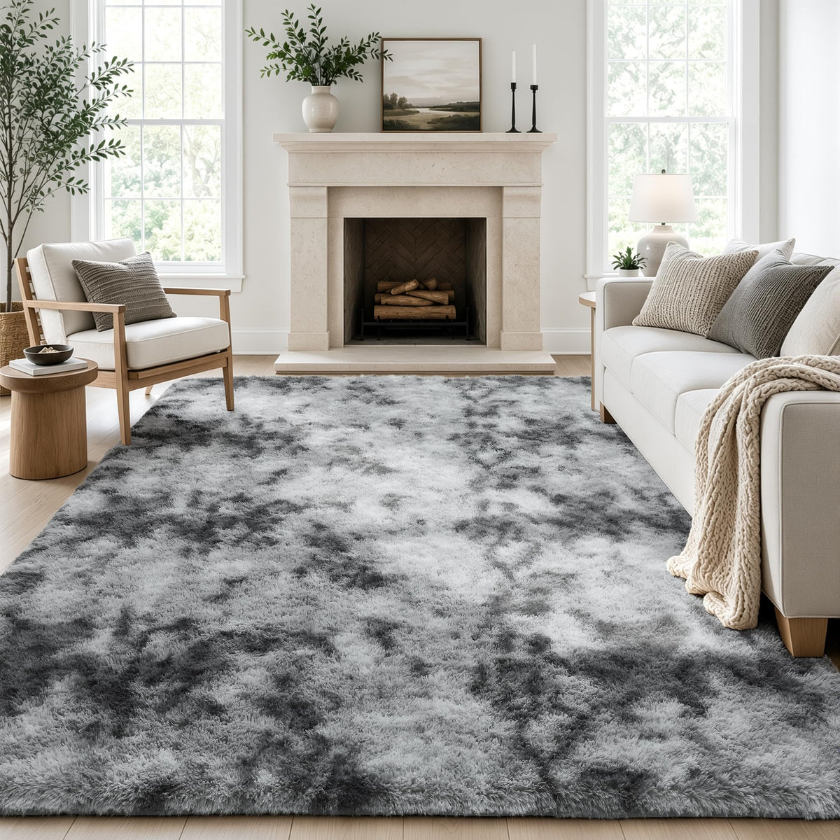 Ophanie 5x7 Area Rugs for Living Room Ivory, Fluffy Shag Large Fuzzy Plush Soft Rug, Shaggy Floor Big Carpets for Bedroom Nursery, Kids Home Decor Aesthetic with Over 99 pcs Pile fibers