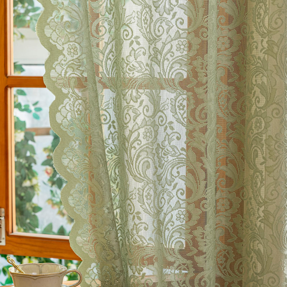 ALIGOGO Black Lace Curtains for Bedroom, Gothic Style, 52W x 63L Inch