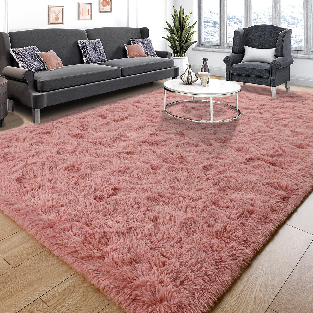 Tepook 4x6 Soft Fluffy Rug for Bedroom Fuzzy Black Rugs for Living Room