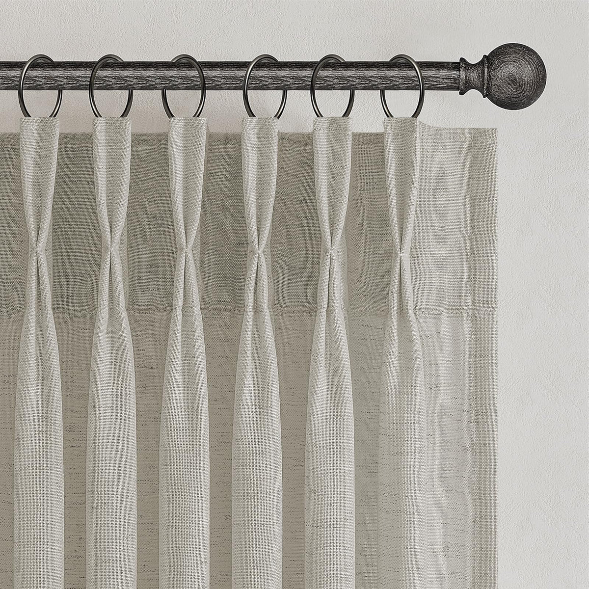 96 Inches Long Pinch Pleated Semi Sheer Curtains,Natural Linen Blended Light Filtering Window Curtains 96 Length 2 Panels for Living Room Bedroom Pinch Pleat Drapes with Hooks 2 Panels 40" Wx96 L