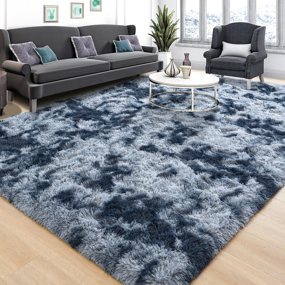 Tepook 4x6 Soft Fluffy Rug for Bedroom Fuzzy Black Rugs for Living Room