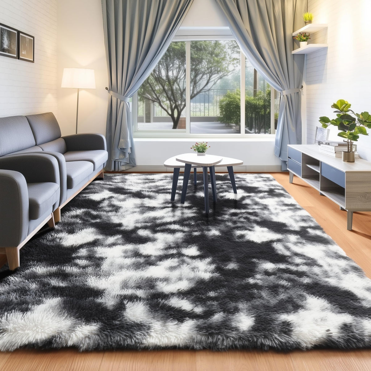 Runner Rugs for Bedroom Living Room, 2x6 Tie-Dyed Beige Hallway Area Rug