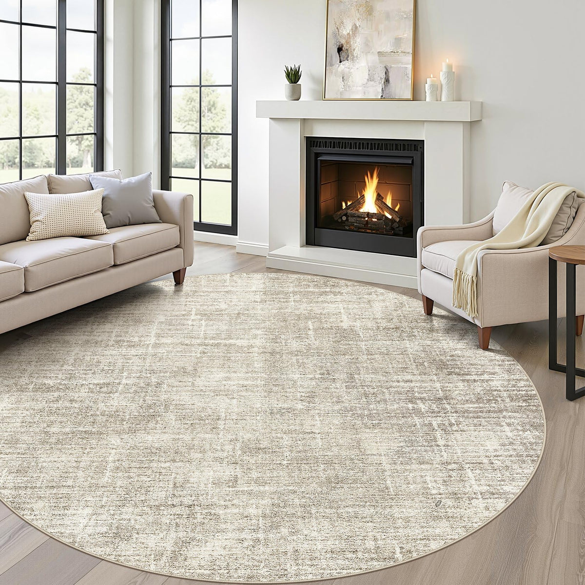 LOONGRUG 8x10 Area Rugs Washable Neutral Modern Rug for Living Room Brown