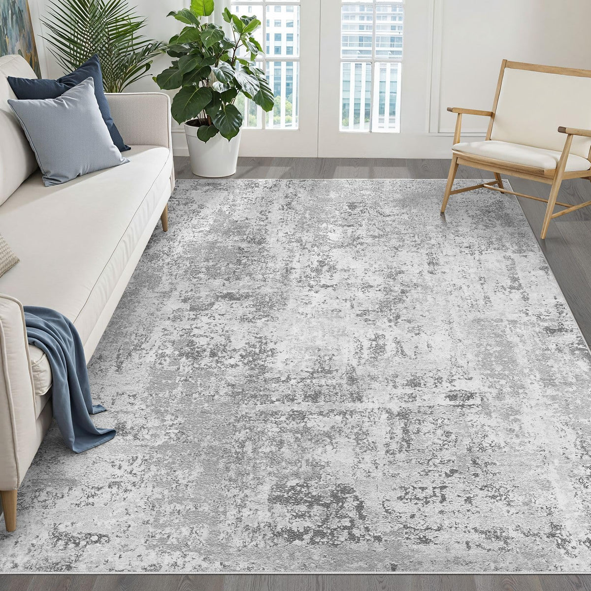 LOONGRUG 8x10 Area Rugs Washable Neutral Modern Rug for Living Room Brown