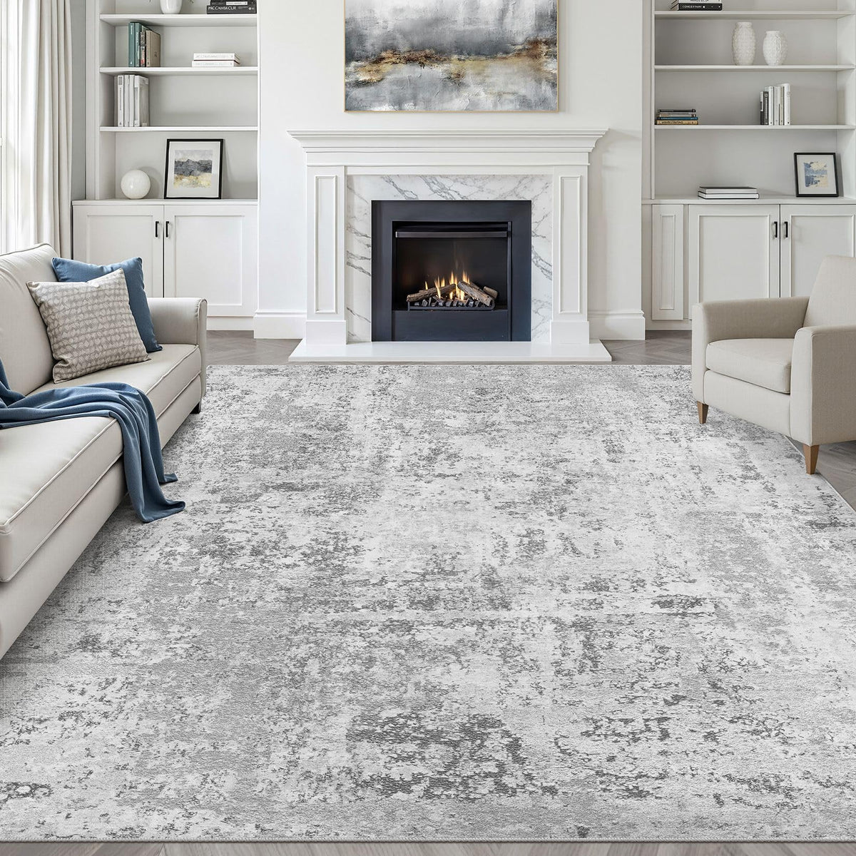 LOONGRUG 8x10 Area Rugs Washable Neutral Modern Rug for Living Room Brown