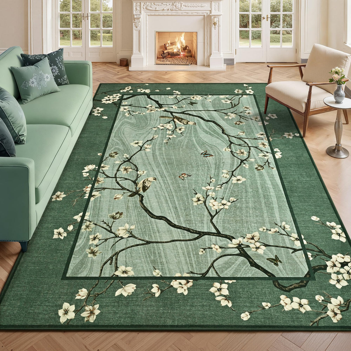 Foxmas 4x6 Purple Floral Area Rug