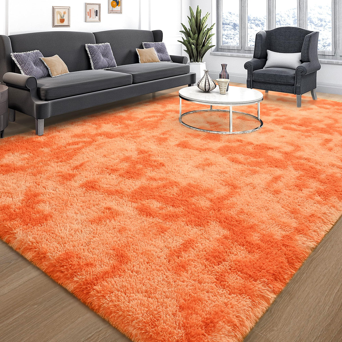 Tepook 4x6 Soft Fluffy Rug for Bedroom Fuzzy Black Rugs for Living Room