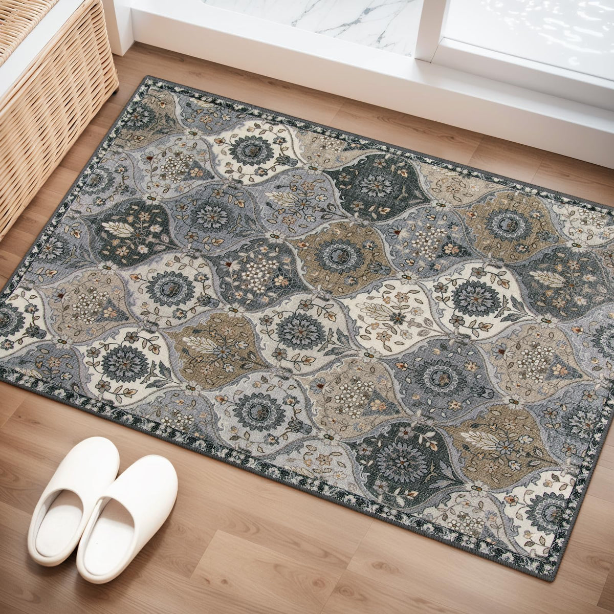 Lahome Moroccan Washable Small Area Rug, 3x5 Rug for Bedroom Living Room