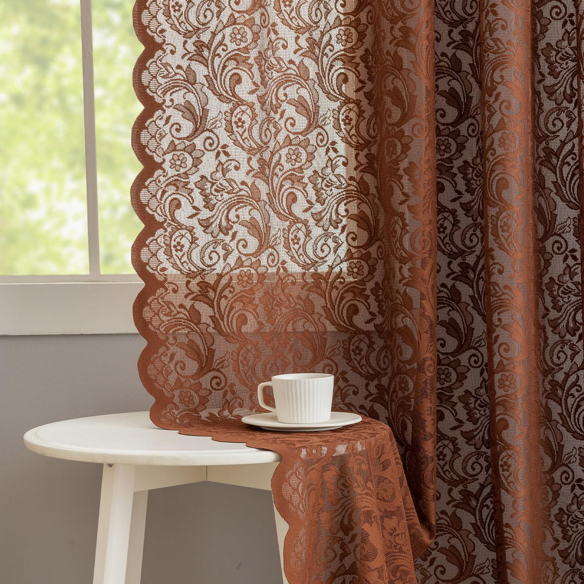 ALIGOGO Black Lace Curtains for Bedroom, Gothic Style, 52W x 63L Inch