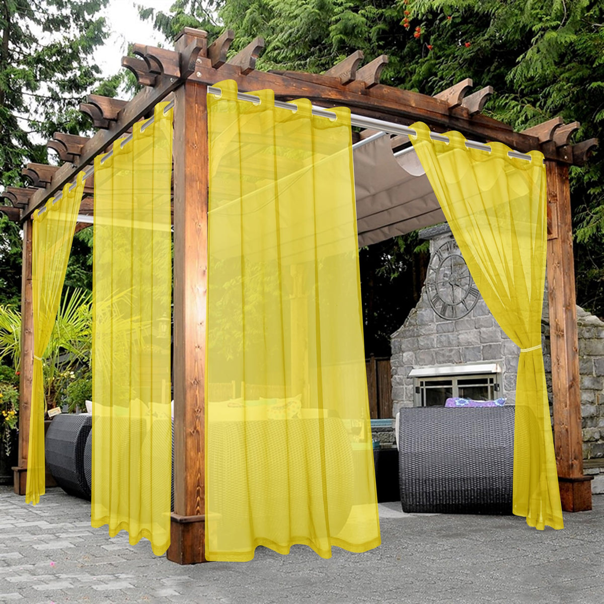 BONZER White Outdoor Sheer Curtains for Patio Waterproof 2 Panels