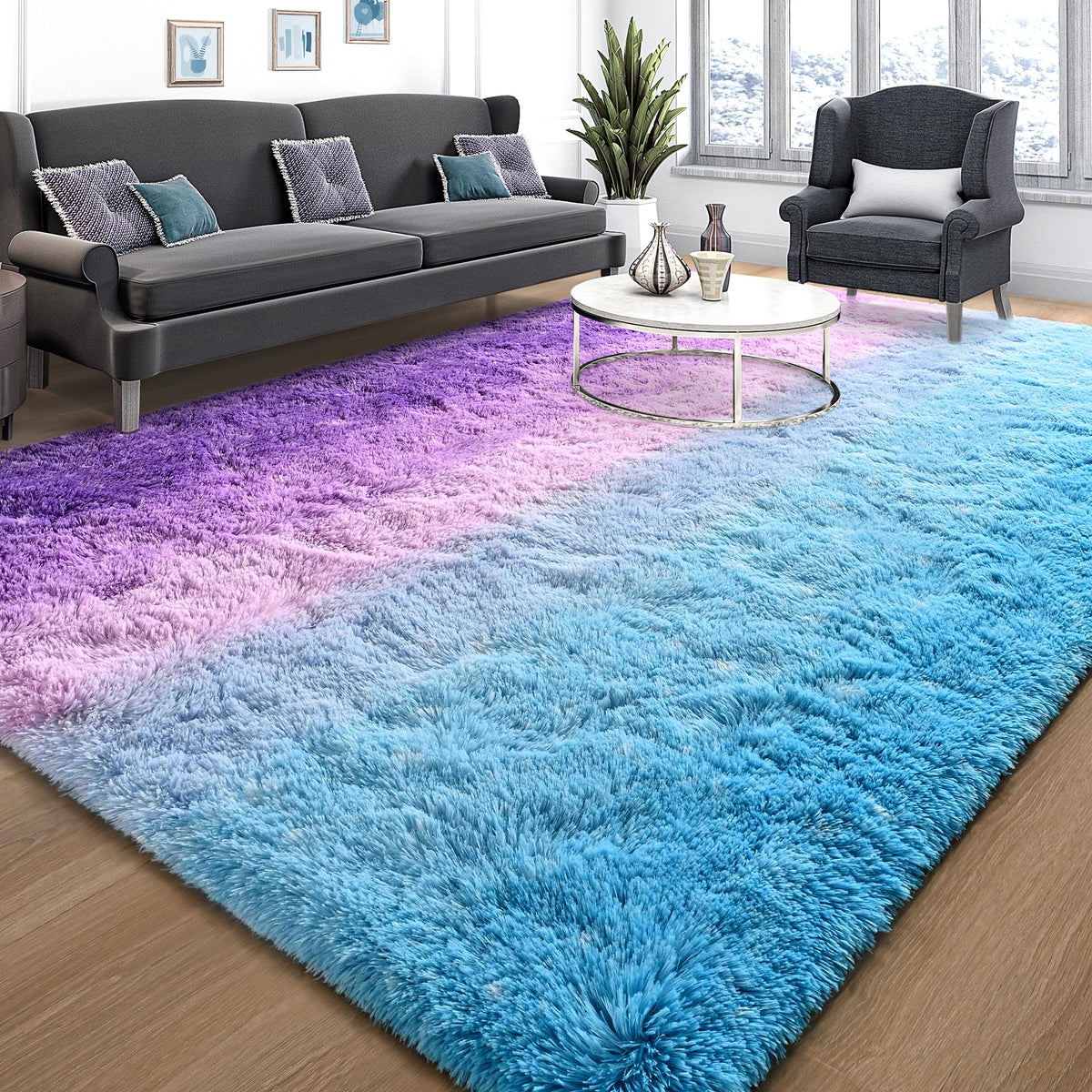 Tepook 4x6 Soft Fluffy Rug for Bedroom Fuzzy Black Rugs for Living Room