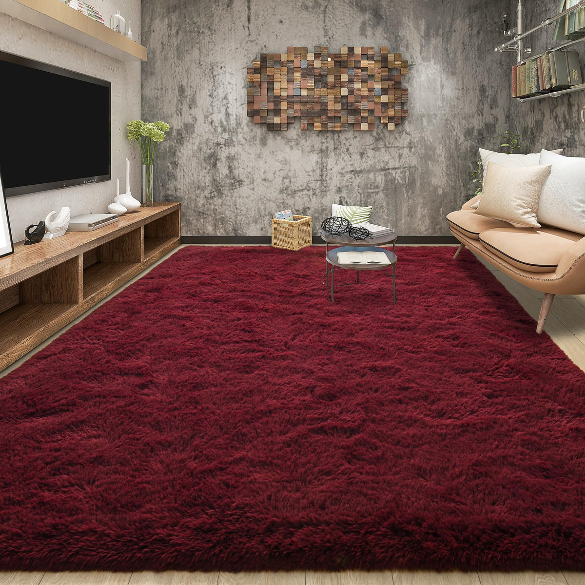 Tepook 4x6 Soft Fluffy Rug for Bedroom Fuzzy Black Rugs for Living Room