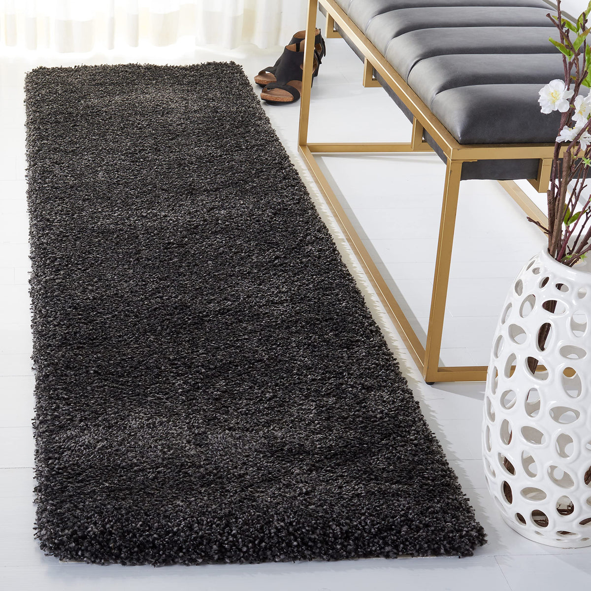 SAFAVIEH Milan Shag Collection 8' x 10' Ivory SG180 Solid Non-Shedding Living Room Bedroom Dining Room Entryway Plush 2-inch Thick Area Rug