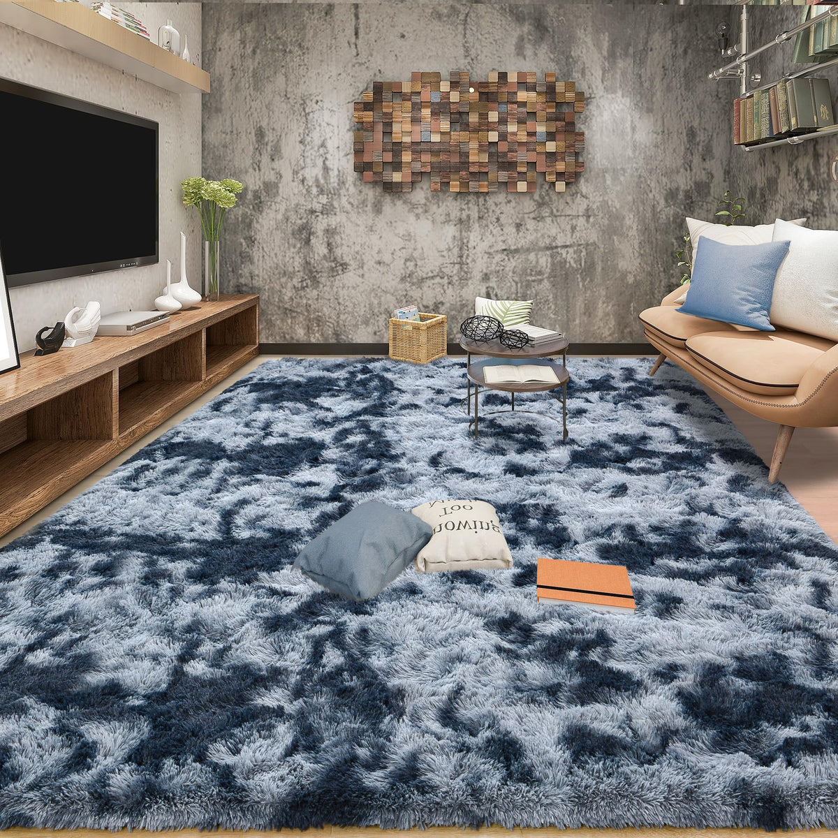 Tepook 4x6 Soft Fluffy Rug for Bedroom Fuzzy Black Rugs for Living Room