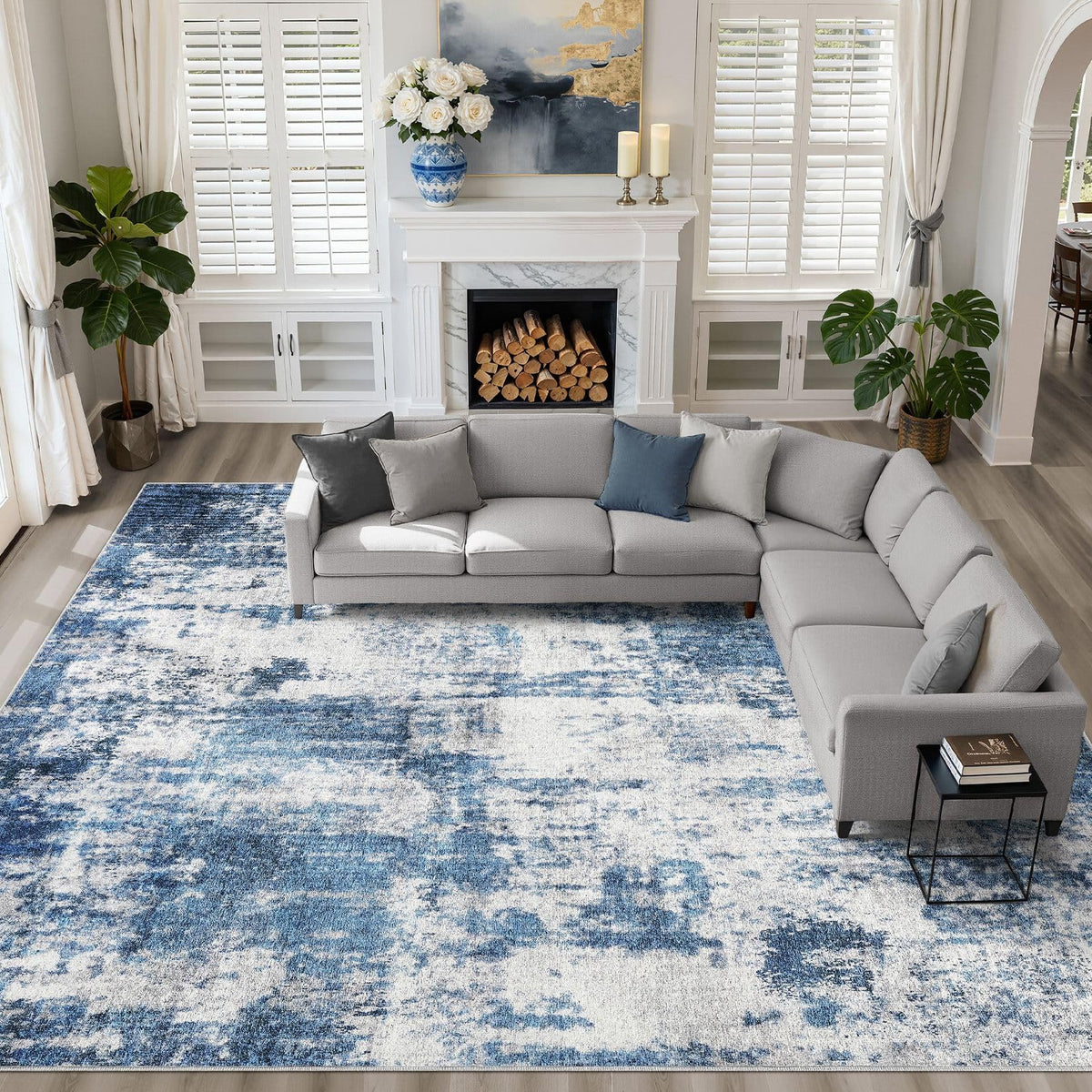 LOONGRUG 8x10 Area Rugs Washable Neutral Modern Rug for Living Room Brown