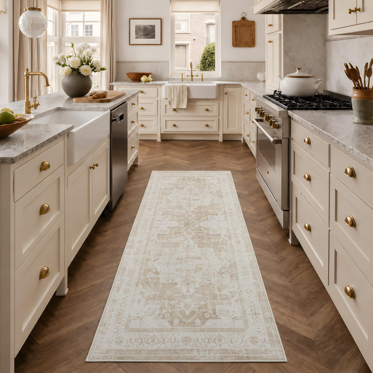8x10 Area Rugs Living Room: Bedroom Vintage Washable Carpet Beige
