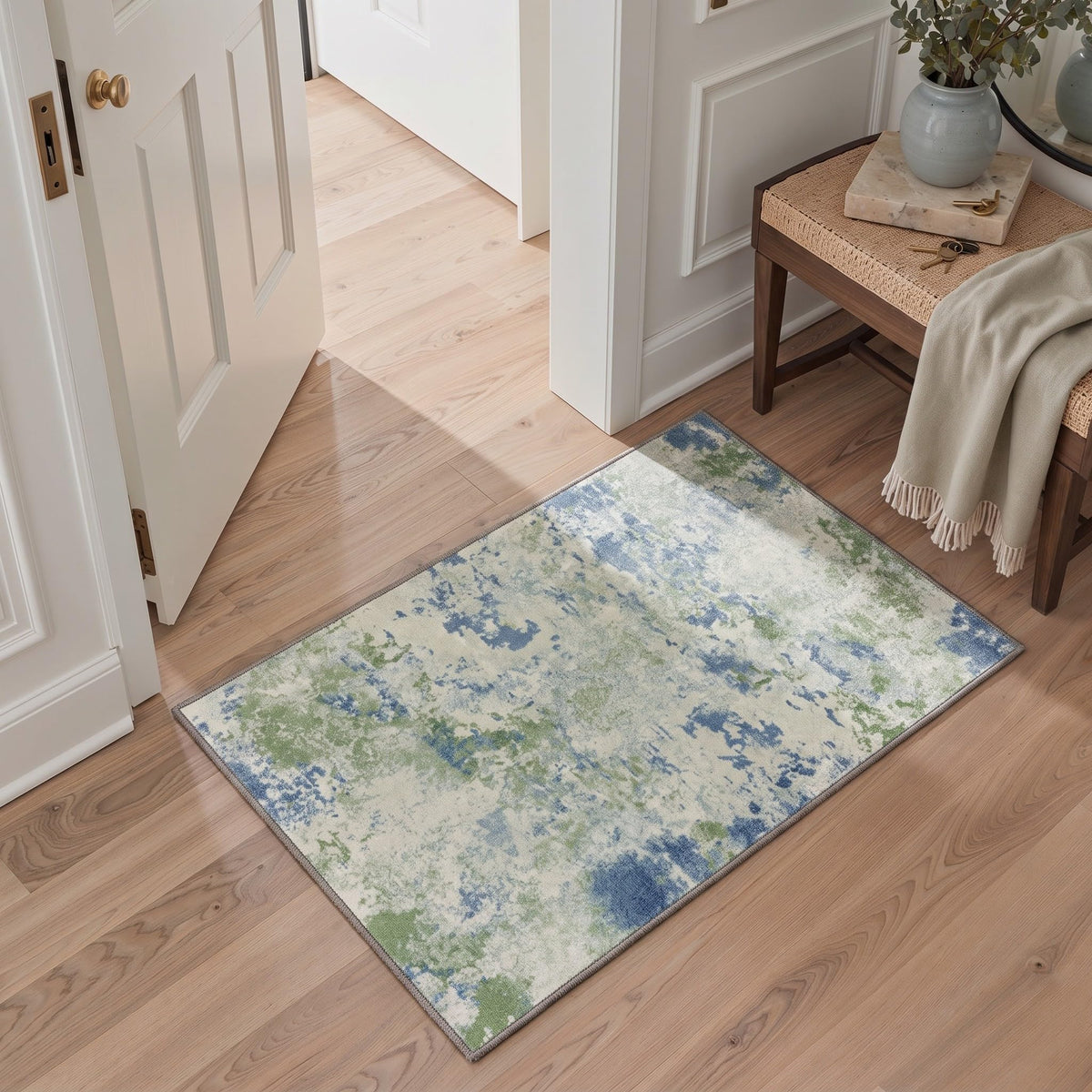 BEIMO 5x7 Green Abstract Area Rug, Washable Non-Slip for Bedroom