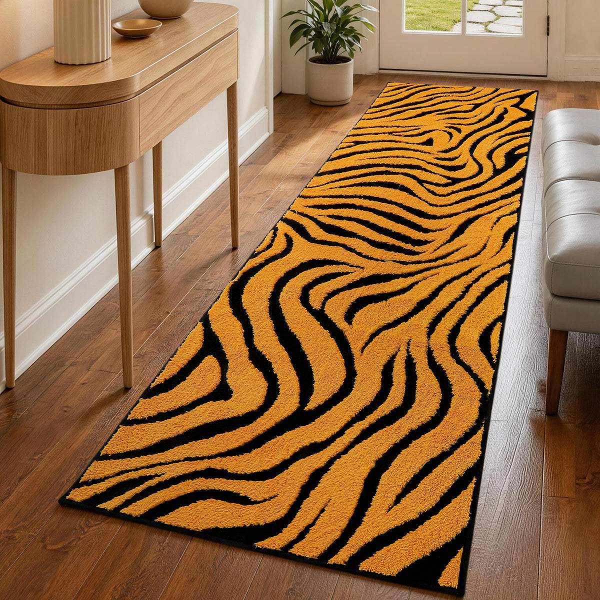 YIHOUSE 5×7 Ft Area Rugs for Living Room: Modern Washable Rug - Abstract Black and Cream White Rug for Bedroom Dining Room Office Playroom Nursery Home Decor - Nonslip Non-Shedding Striped Rugs