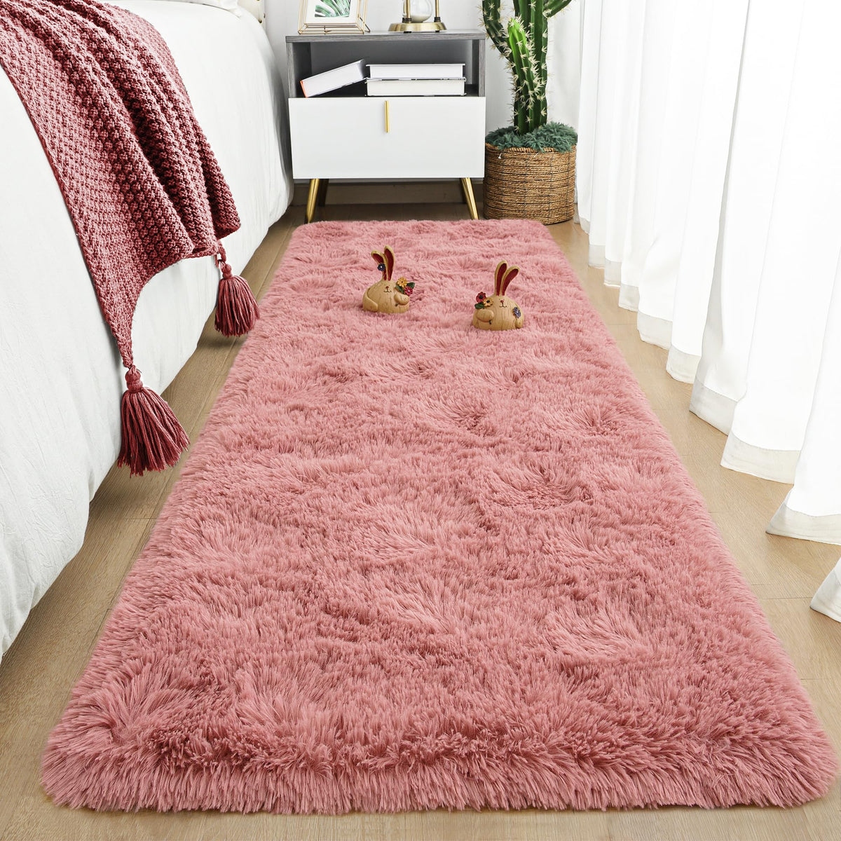 Tepook 4x6 Soft Fluffy Rug for Bedroom Fuzzy Black Rugs for Living Room