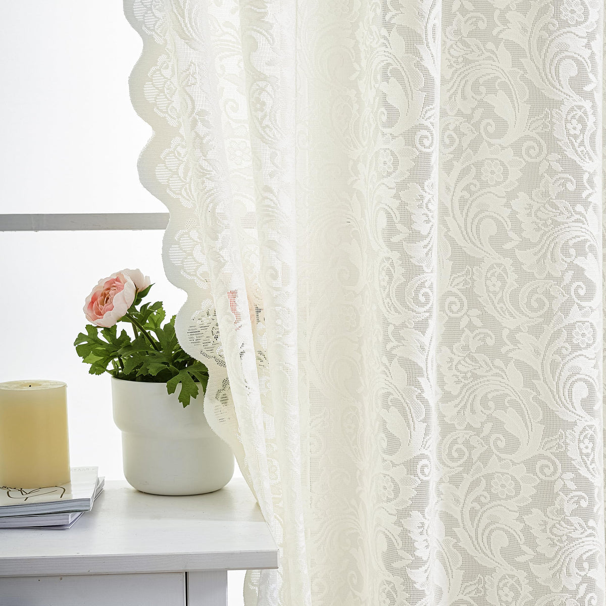 ALIGOGO Black Lace Curtains for Bedroom, Gothic Style, 52W x 63L Inch