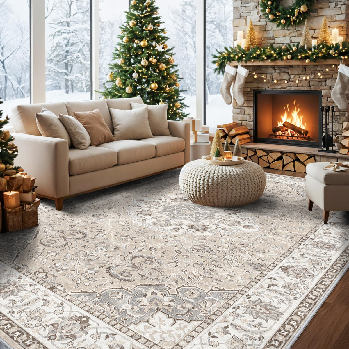 2x6 Hallway Washable Runner Rug : Vintage Soft Kitchen Laundry Runner with Non Slip Backing Farmhouse Entryway Living Room Floor Mat Stain Resistant Carpet for Bedroom Bathroom Distressed Beside Rug