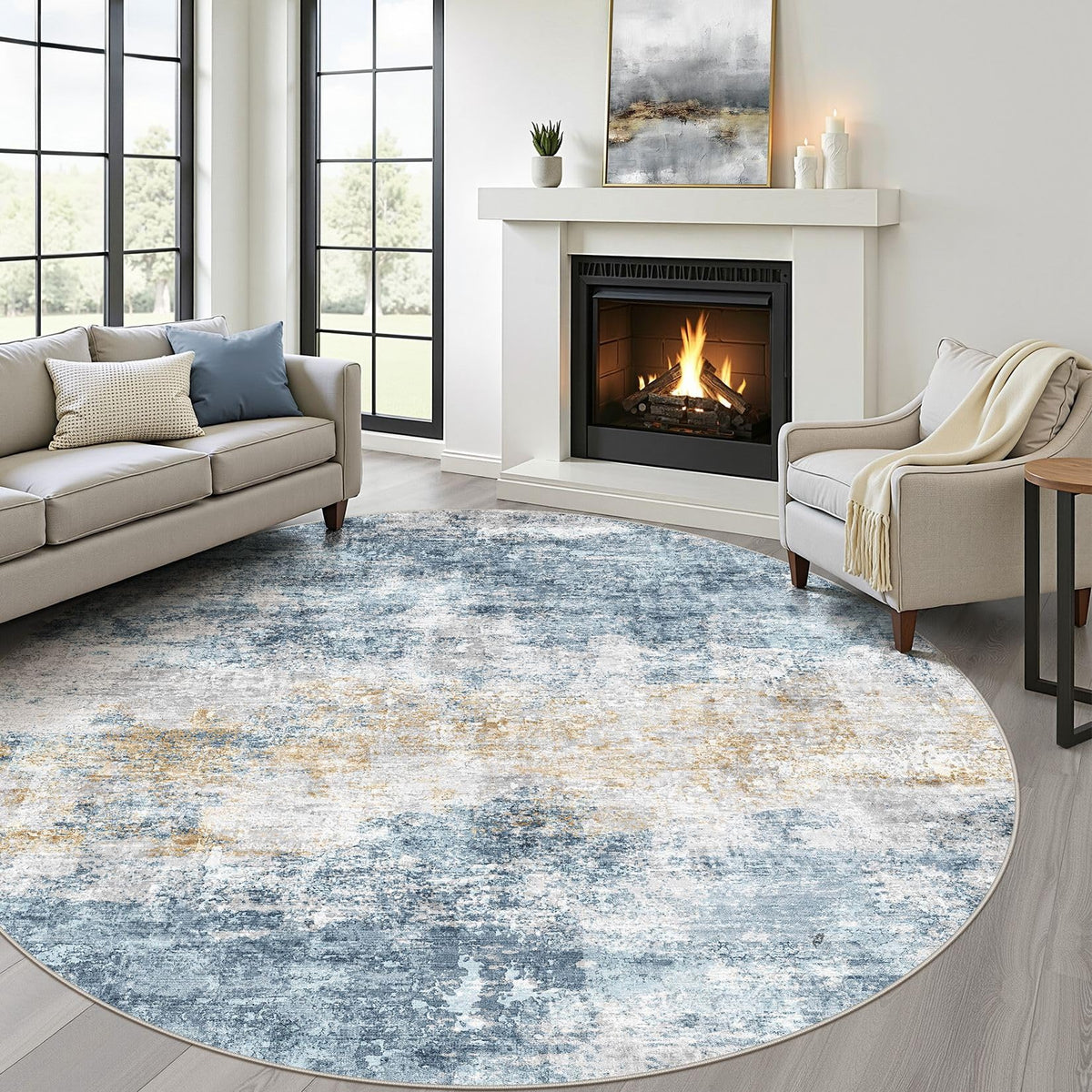 LOONGRUG 8x10 Area Rugs Washable Neutral Modern Rug for Living Room Brown