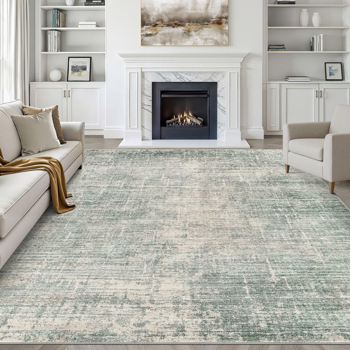 LOONGRUG 8x10 Area Rugs Washable Neutral Modern Rug for Living Room Brown