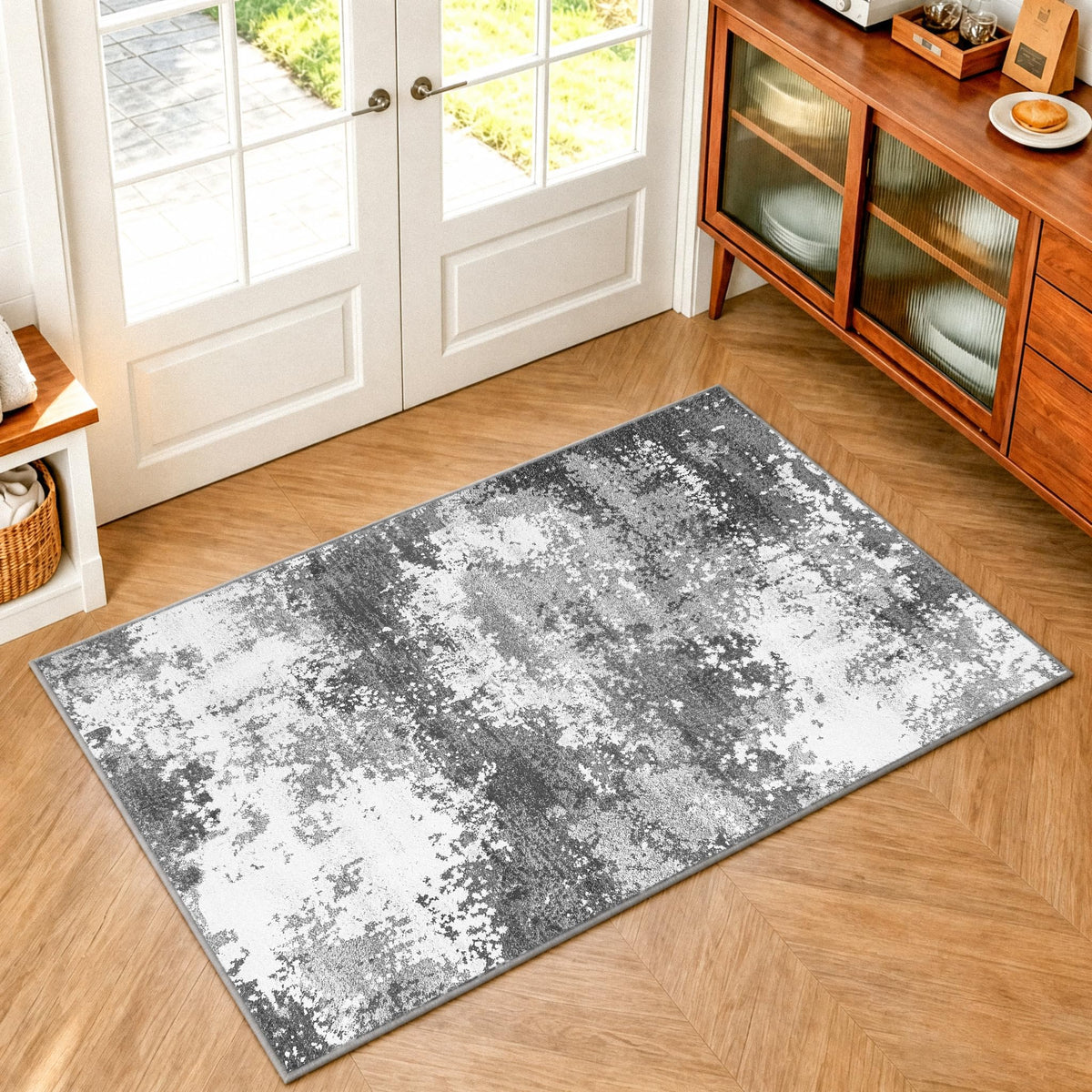 Black Washable Rug 5x7 Area Rugs for Living Room Bedroom Carpet