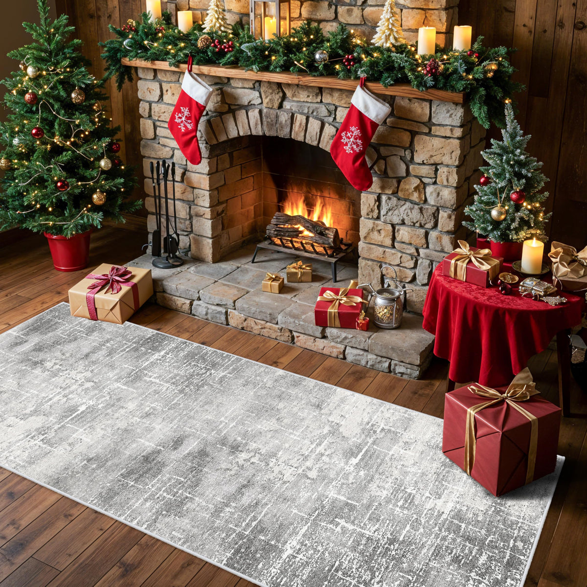 2x6 Hallway Washable Runner Rug : Vintage Soft Kitchen Laundry Runner with Non Slip Backing Farmhouse Entryway Living Room Floor Mat Stain Resistant Carpet for Bedroom Bathroom Distressed Beside Rug