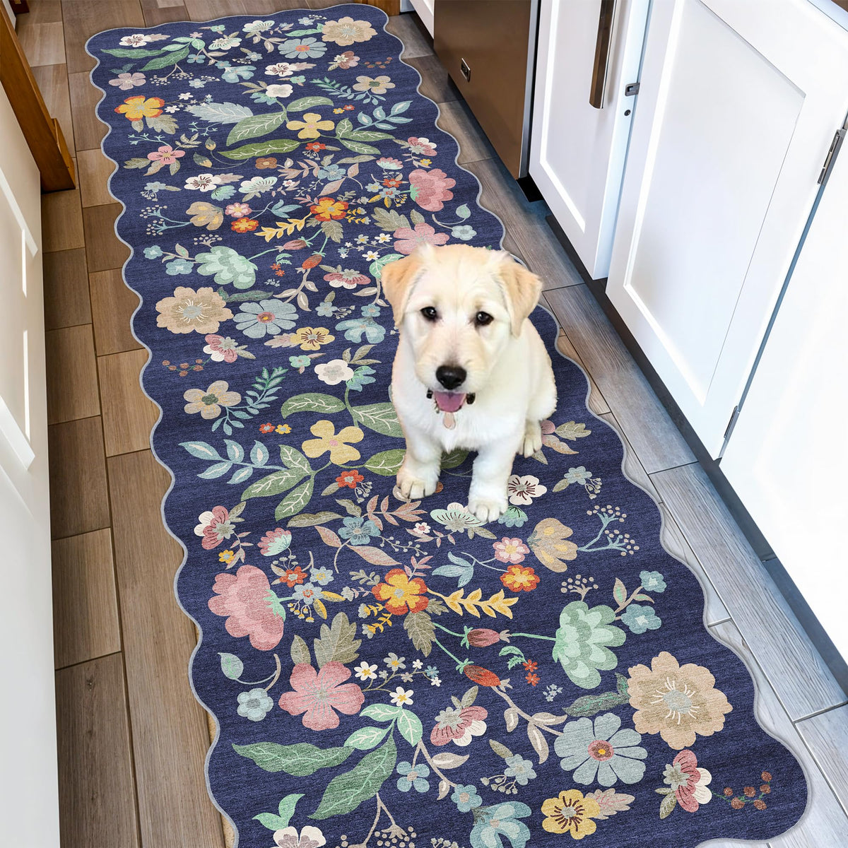 2x6 Hallway Washable Runner Rug : Vintage Soft Kitchen Laundry Runner with Non Slip Backing Farmhouse Entryway Living Room Floor Mat Stain Resistant Carpet for Bedroom Bathroom Distressed Beside Rug