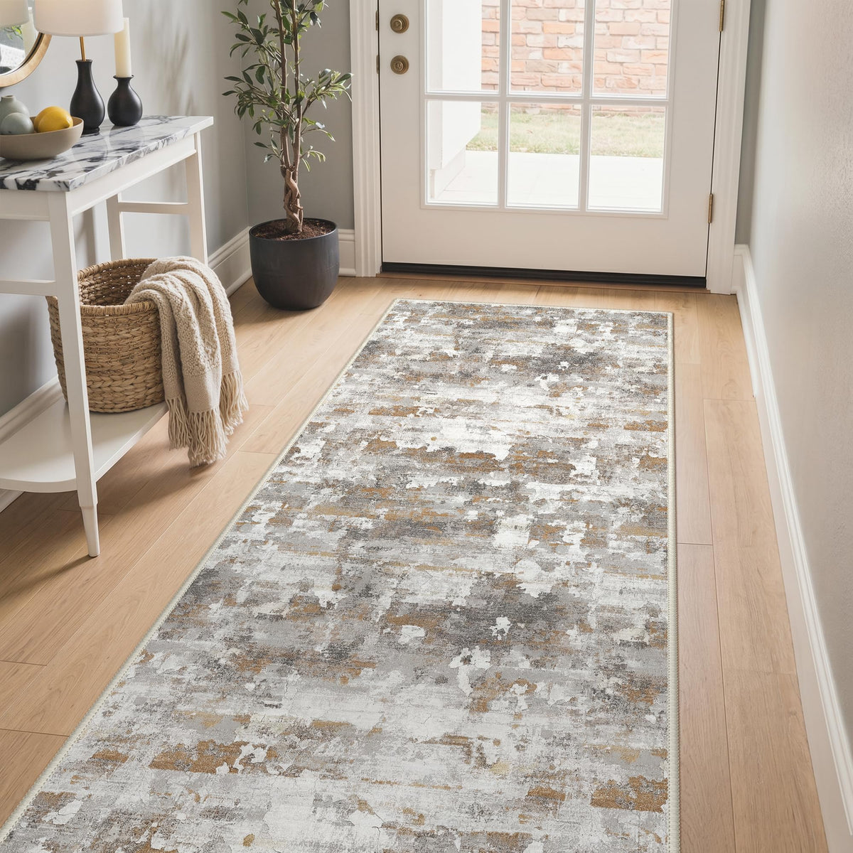 BEIMO 5x7 Green Abstract Area Rug, Washable Non-Slip for Bedroom