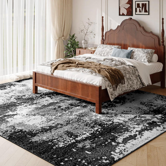 Black Washable Rug 5x7 Area Rugs for Living Room Bedroom Carpet