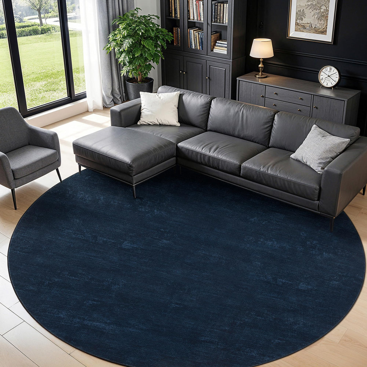 8x10 Washable Area Rug, Black Solid Area Rugs for Living Room & Bedroom
