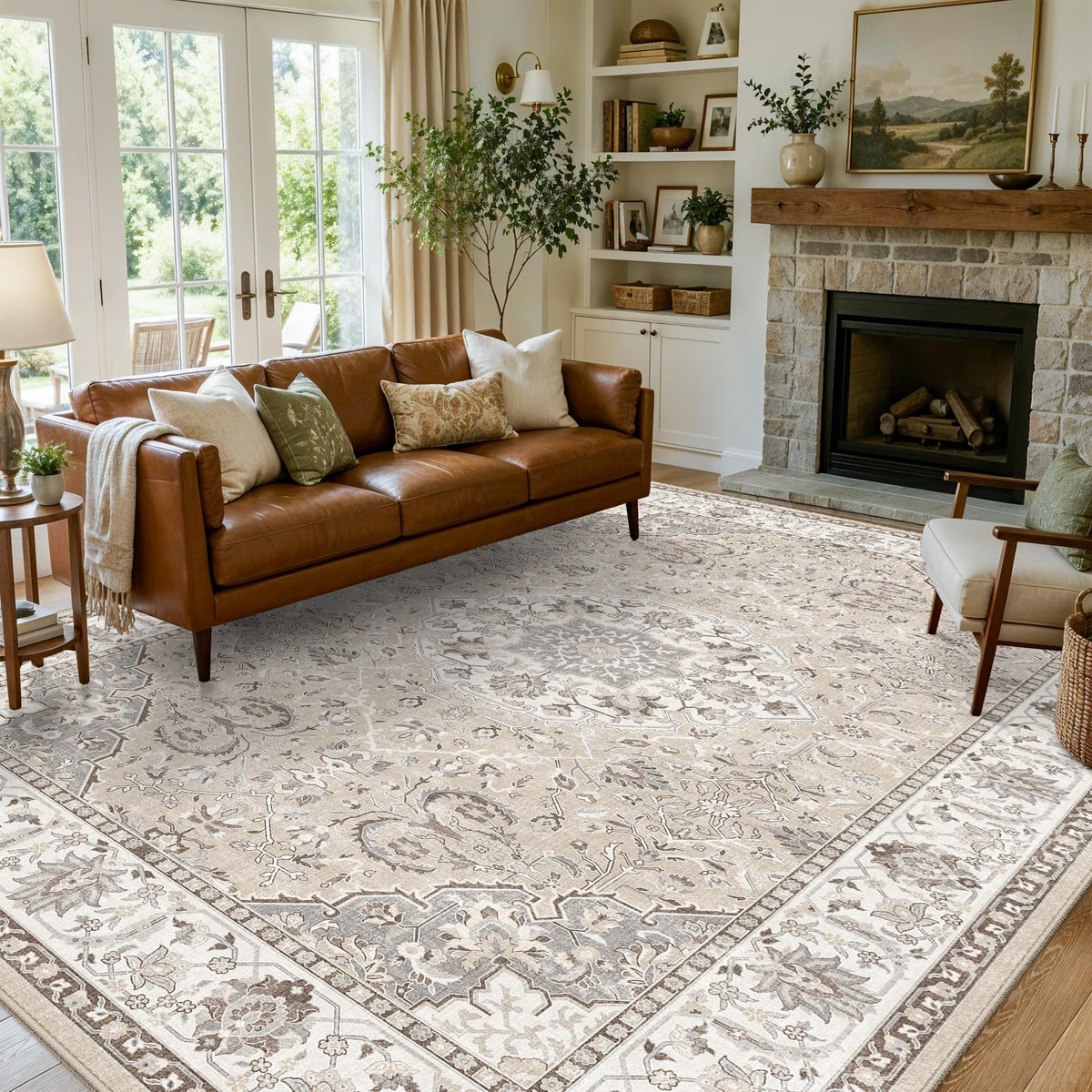 2x6 Hallway Washable Runner Rug : Vintage Soft Kitchen Laundry Runner with Non Slip Backing Farmhouse Entryway Living Room Floor Mat Stain Resistant Carpet for Bedroom Bathroom Distressed Beside Rug