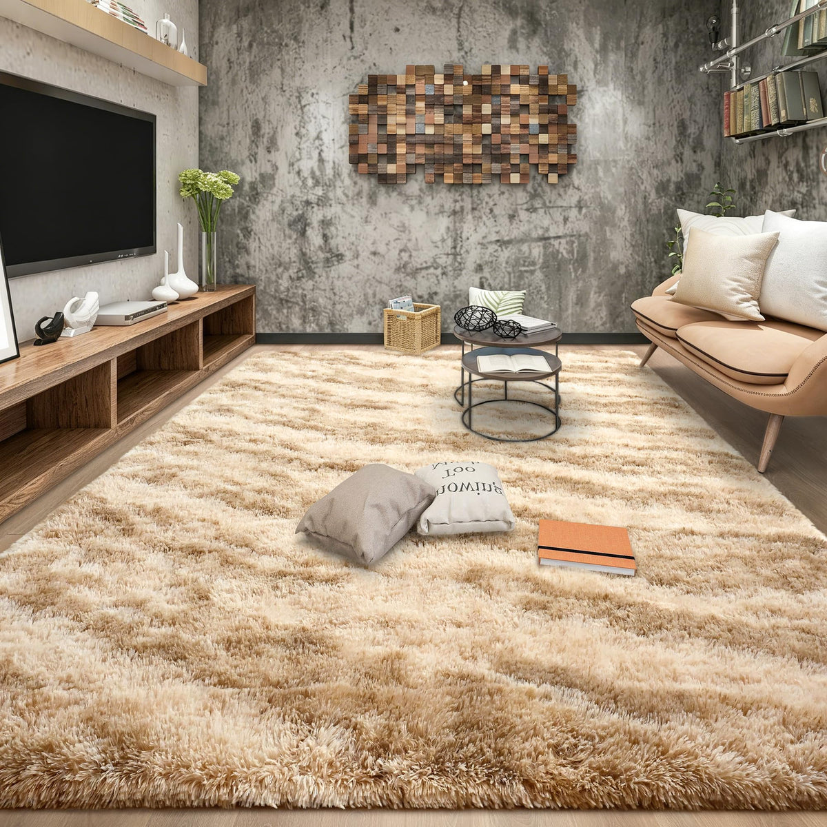 Tepook 4x6 Soft Fluffy Rug for Bedroom Fuzzy Black Rugs for Living Room