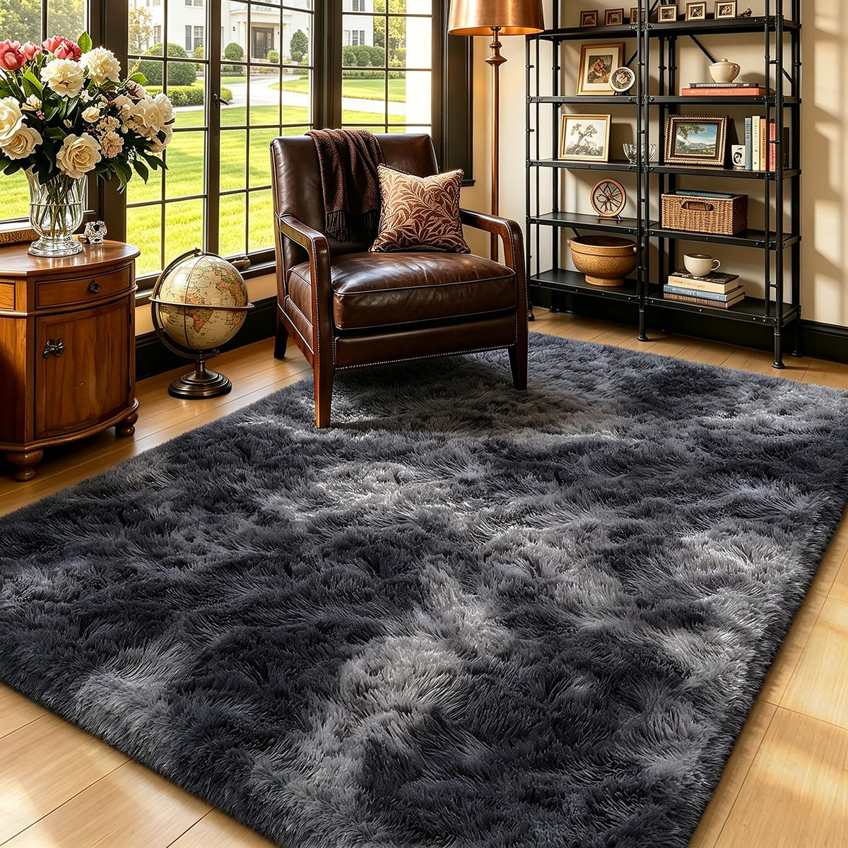 Beige 8x10 Area Rugs for Living Room, Fluffy Shag Rug Large Bedroom Carpet