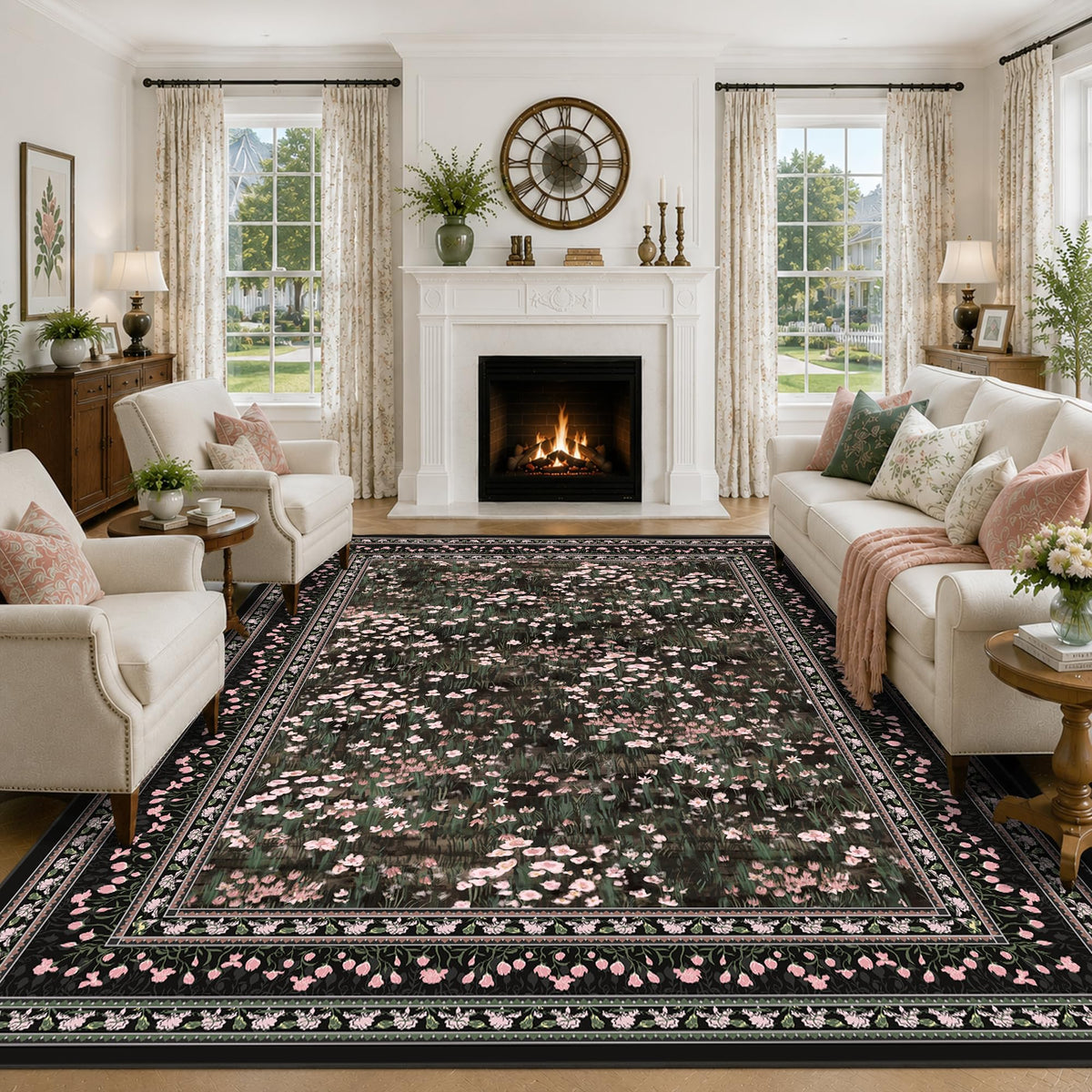 HelloTree 5x7 Floral Vintage Boho Area Rug