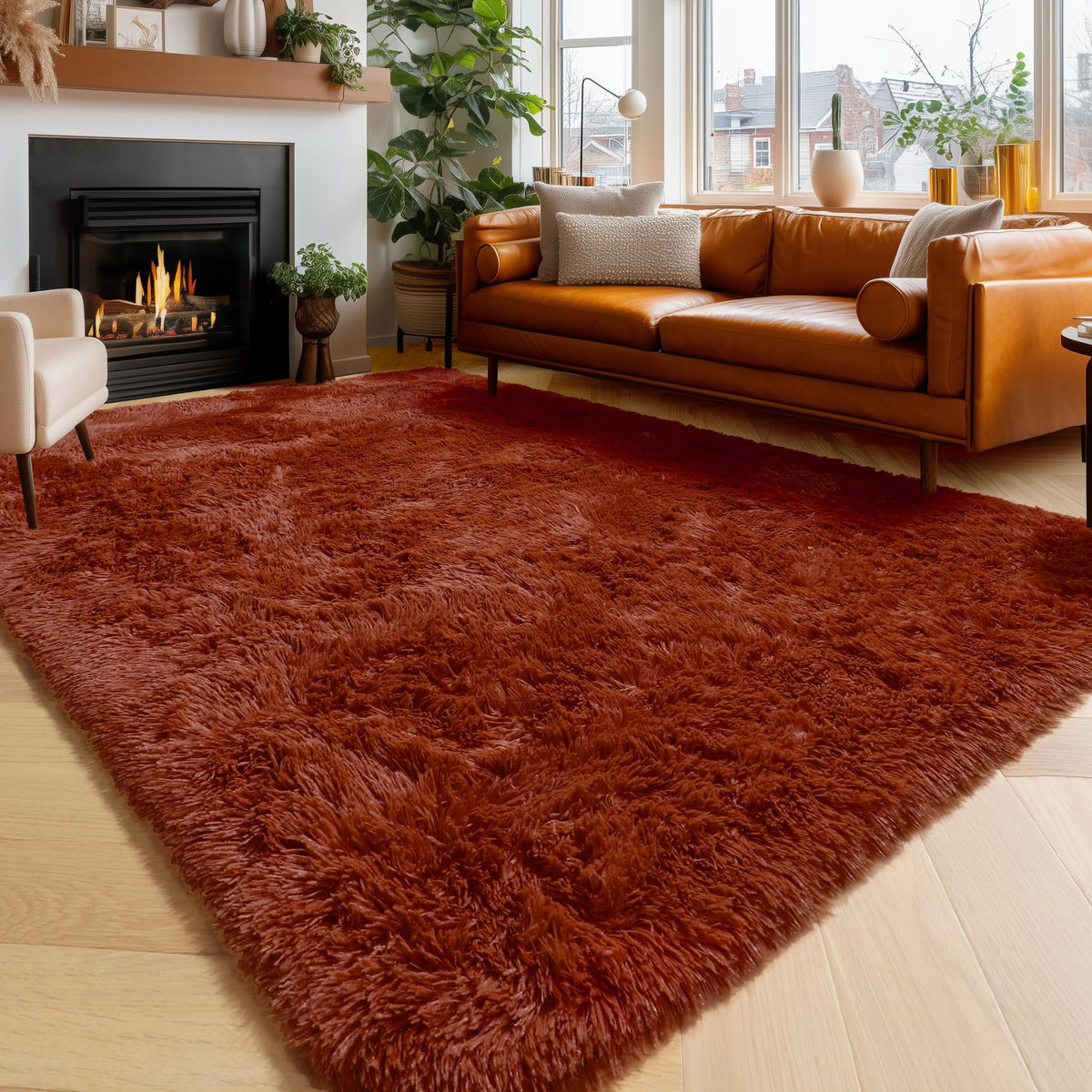 Amdrebio Light Pink Fluffy Fuzzy Area Rug 4x6 for Girls Bedroom Kids Room