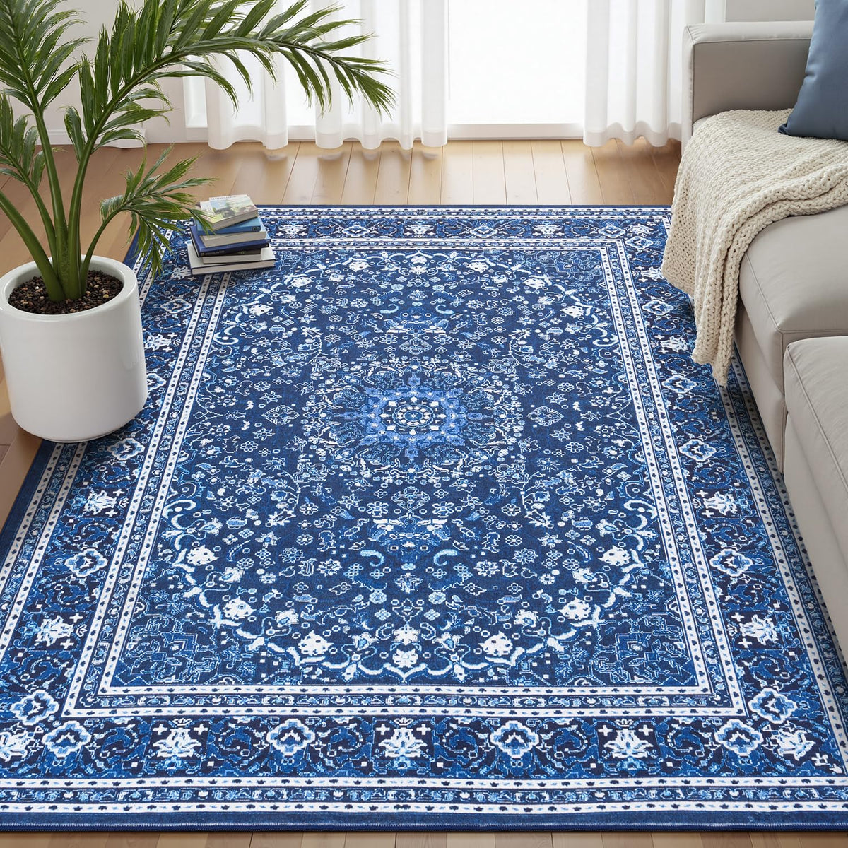 8x10 Area Rugs for Living Room Green Washable Non-Slip Large Carpet