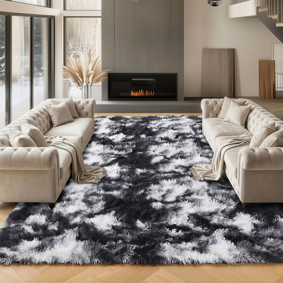 Runner Rugs for Bedroom Living Room, 2x6 Tie-Dyed Beige Hallway Area Rug