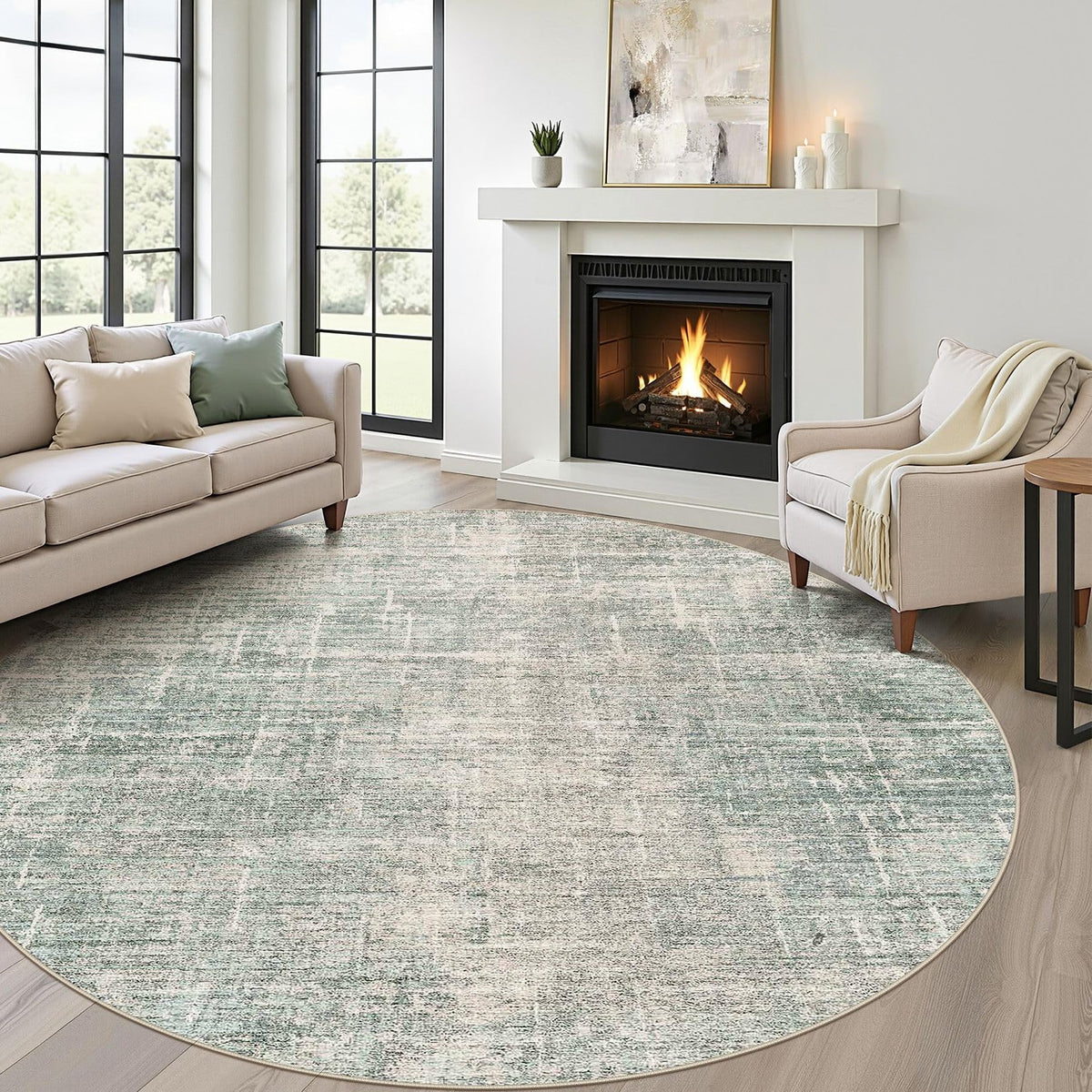 LOONGRUG 8x10 Area Rugs Washable Neutral Modern Rug for Living Room Brown