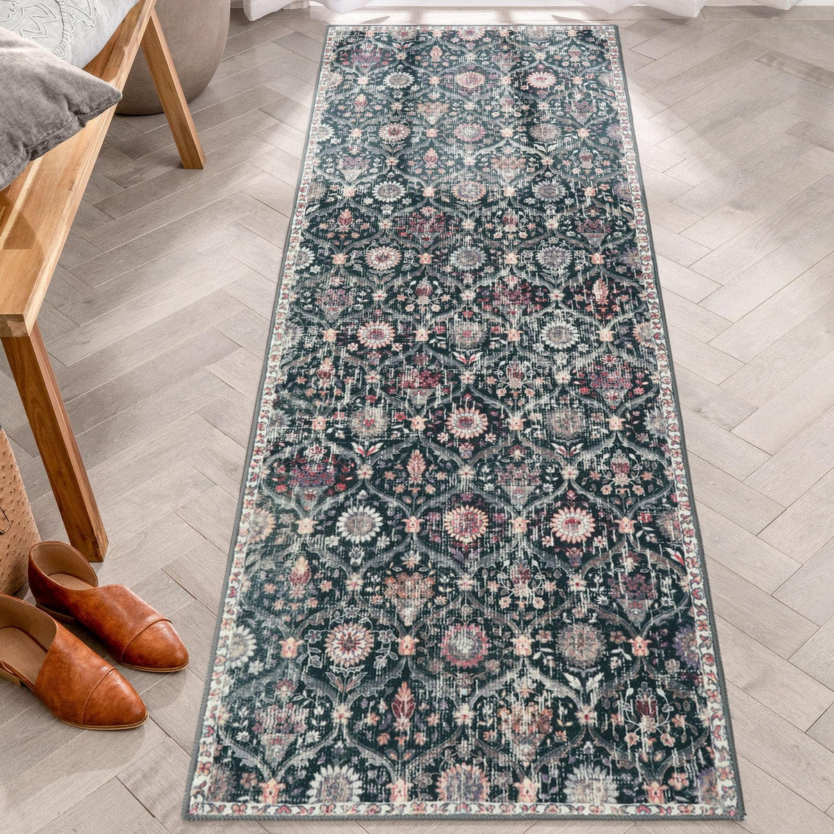 Lahome Moroccan Washable Small Area Rug, 3x5 Rug for Bedroom Living Room