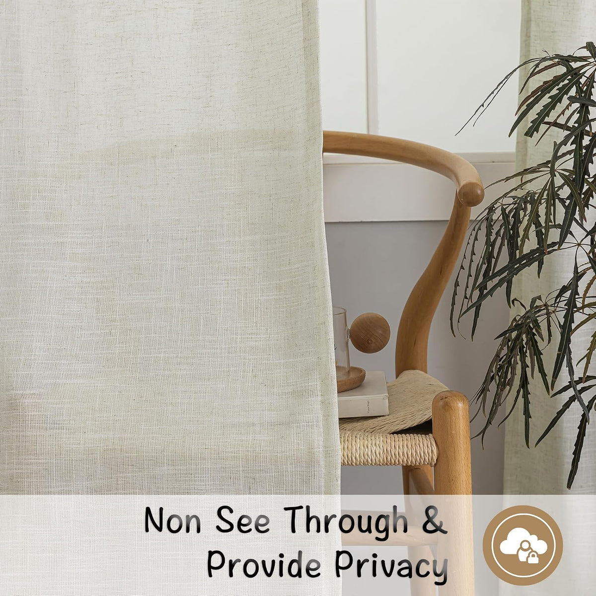 Natural Linen 144 Inch Length Curtains for Tall Floor Ceiling Villa Living Room -Cream Ivory Bak Tab Hooks Pleated Easy Open Sliding Semi Sheer 144 inch Extra Long 2 Story Window Curtains,12 Foot